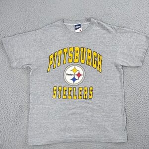 Vintage Pittsburgh Steelers Shirt Mens Medium Gray NFL Football Graphic 1995 90s